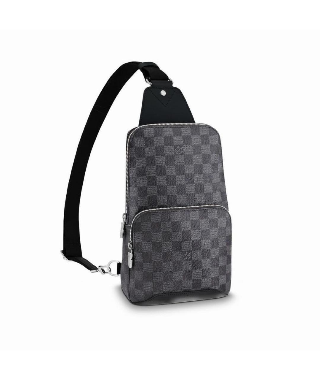 LOUIS VUITTON Черная кожаная барсетка, фото 1