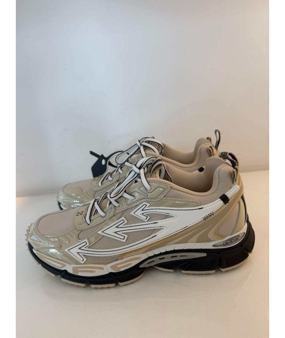 OFF-WHITE Бежевые текстильные низкие кроссовки / кеды, фото 4