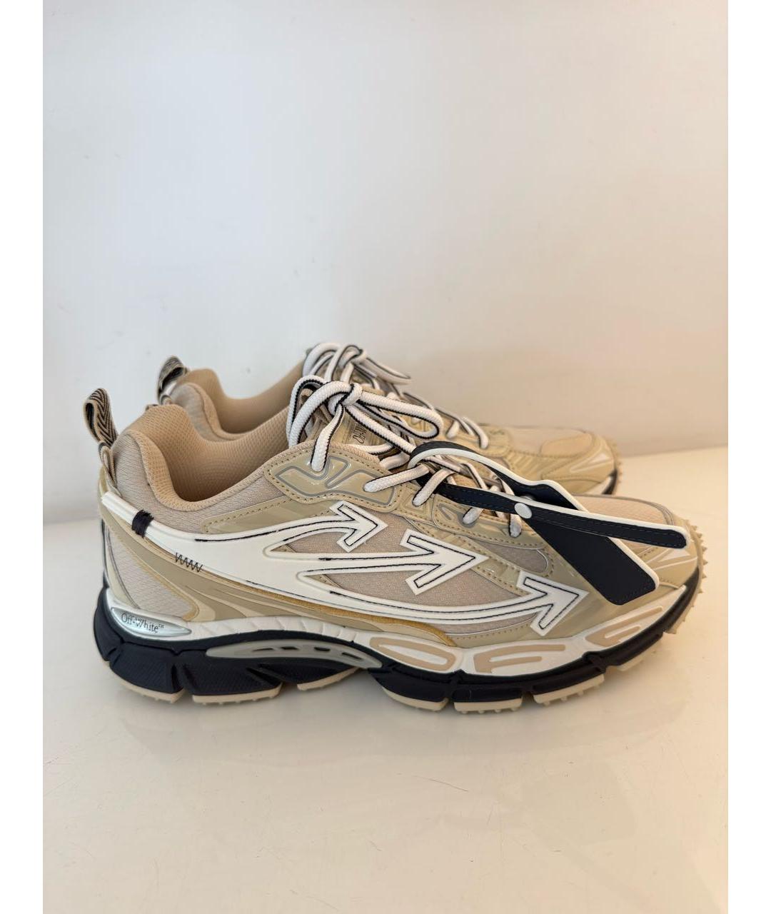 OFF-WHITE Бежевые текстильные низкие кроссовки / кеды, фото 2