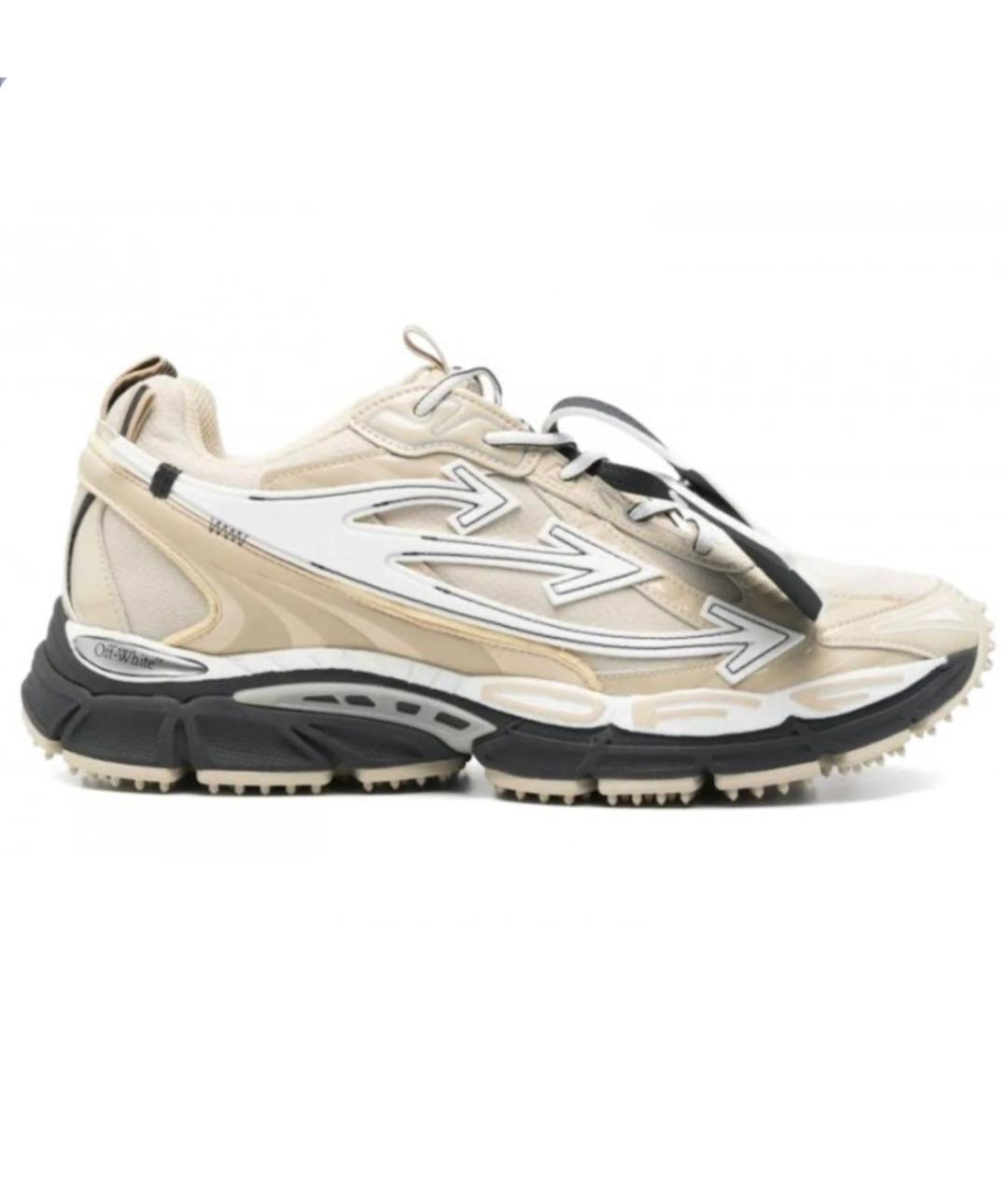 OFF-WHITE Бежевые текстильные низкие кроссовки / кеды, фото 1
