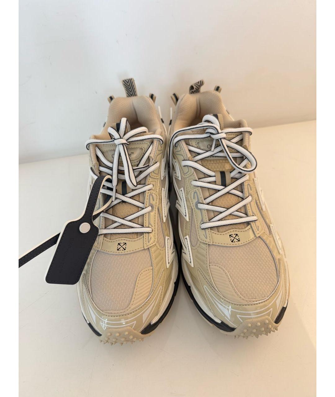 OFF-WHITE Бежевые текстильные низкие кроссовки / кеды, фото 3