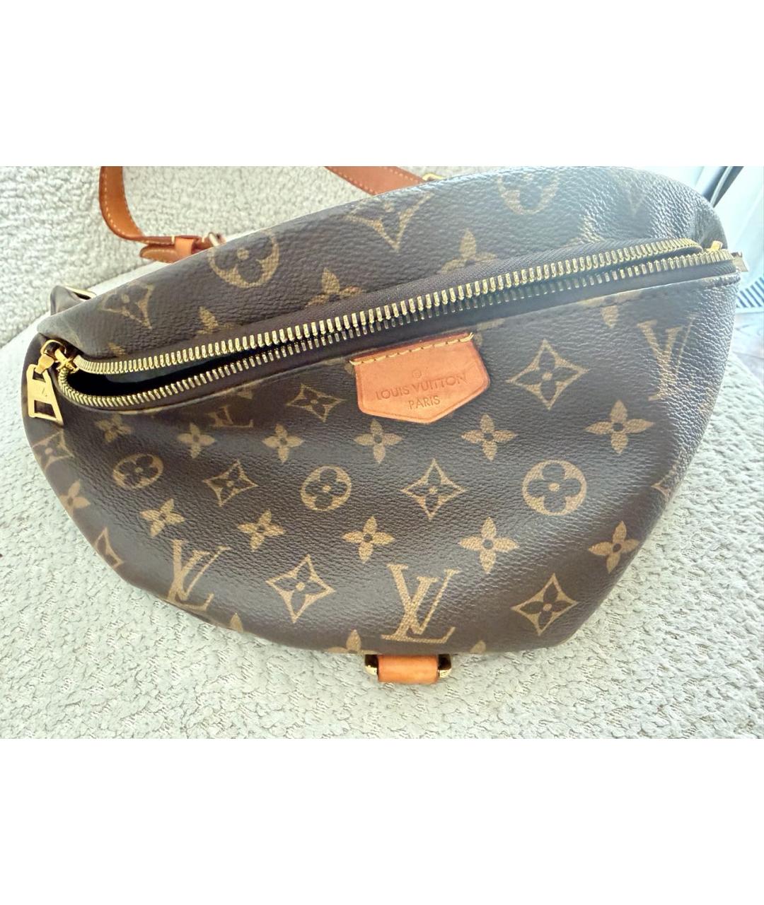 LOUIS VUITTON Коричневая кожаная поясная сумка, фото 4