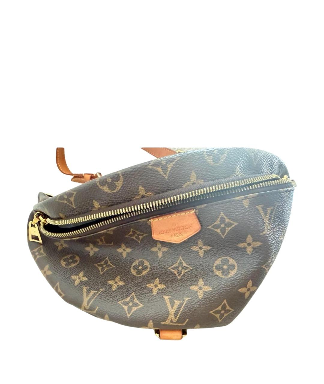 LOUIS VUITTON Коричневая кожаная поясная сумка, фото 1