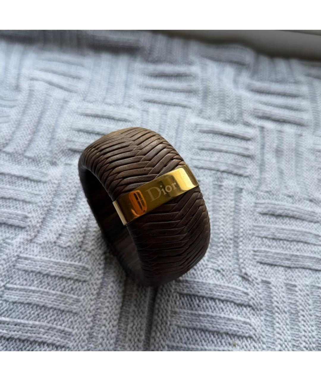 CHRISTIAN DIOR Коричневый кожаный браслет, фото 2