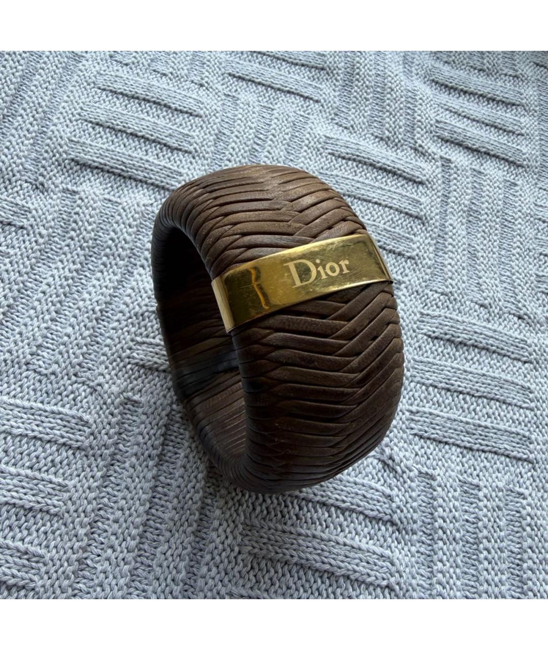 CHRISTIAN DIOR Коричневый кожаный браслет, фото 9