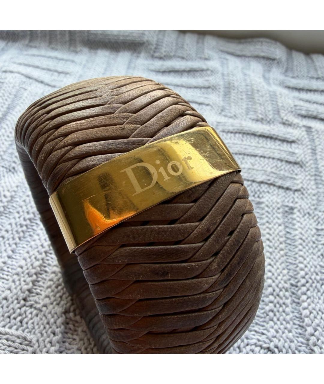 CHRISTIAN DIOR Коричневый кожаный браслет, фото 3