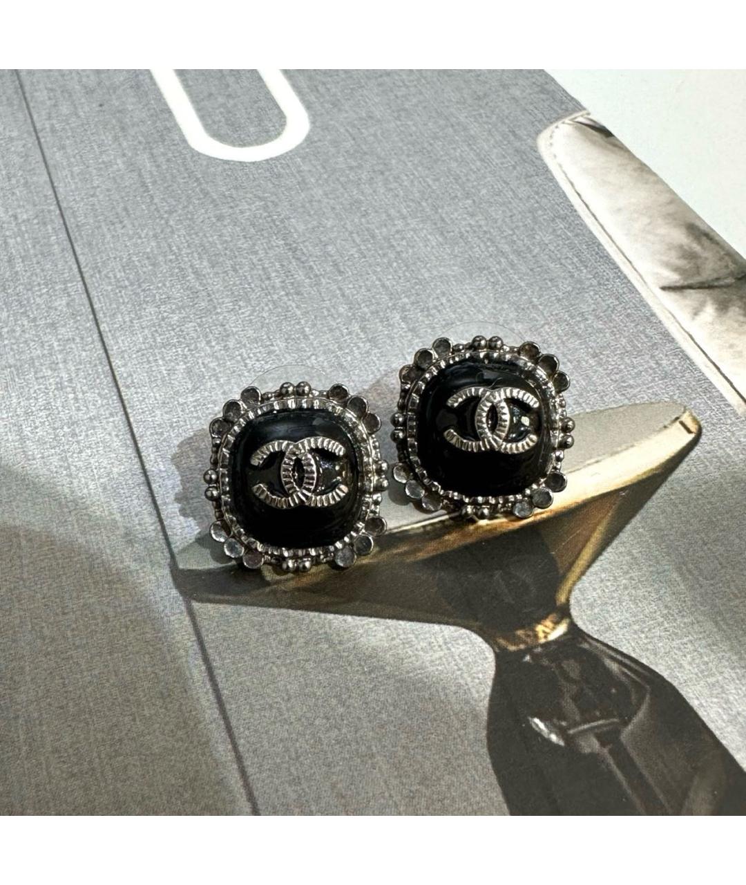 CHANEL Черные металлические серьги, фото 4