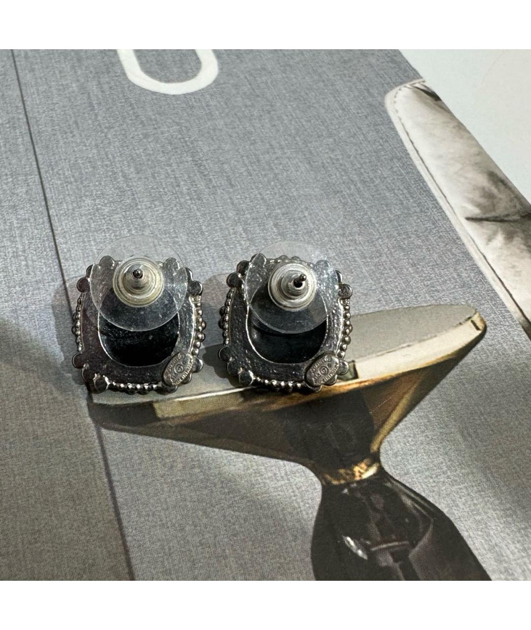 CHANEL Черные металлические серьги, фото 3