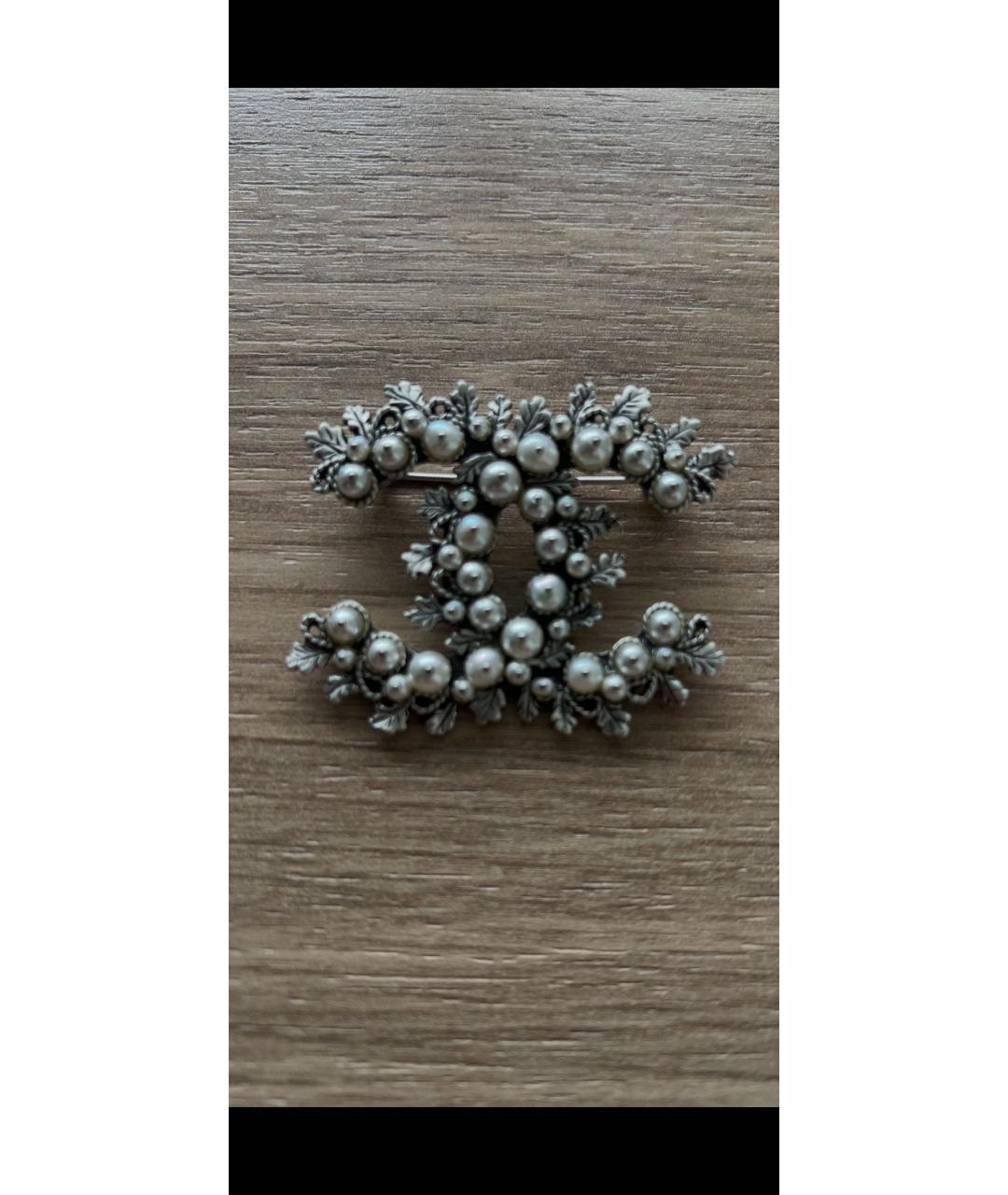 CHANEL Серебряная металлическая булавка / брошь, фото 3
