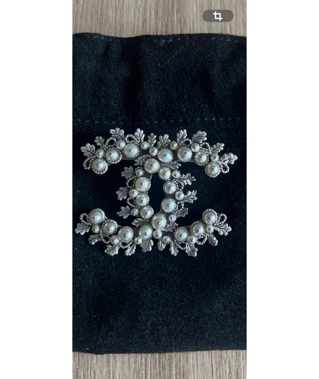 CHANEL Серебряная металлическая булавка / брошь, фото 2