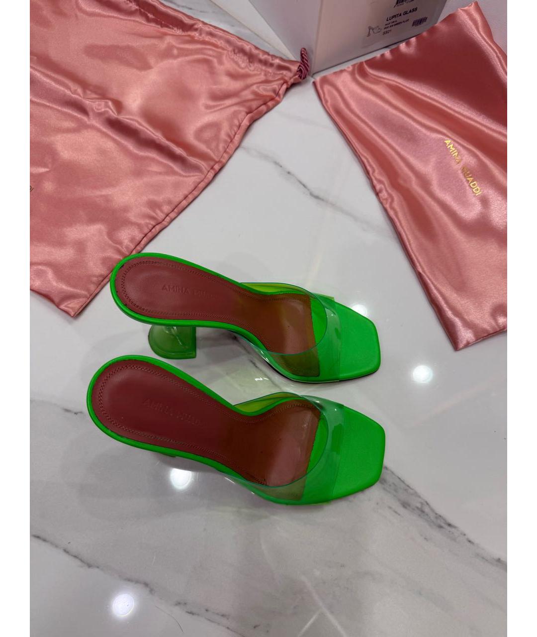 Amina Muaddi Зеленые мюли, фото 5
