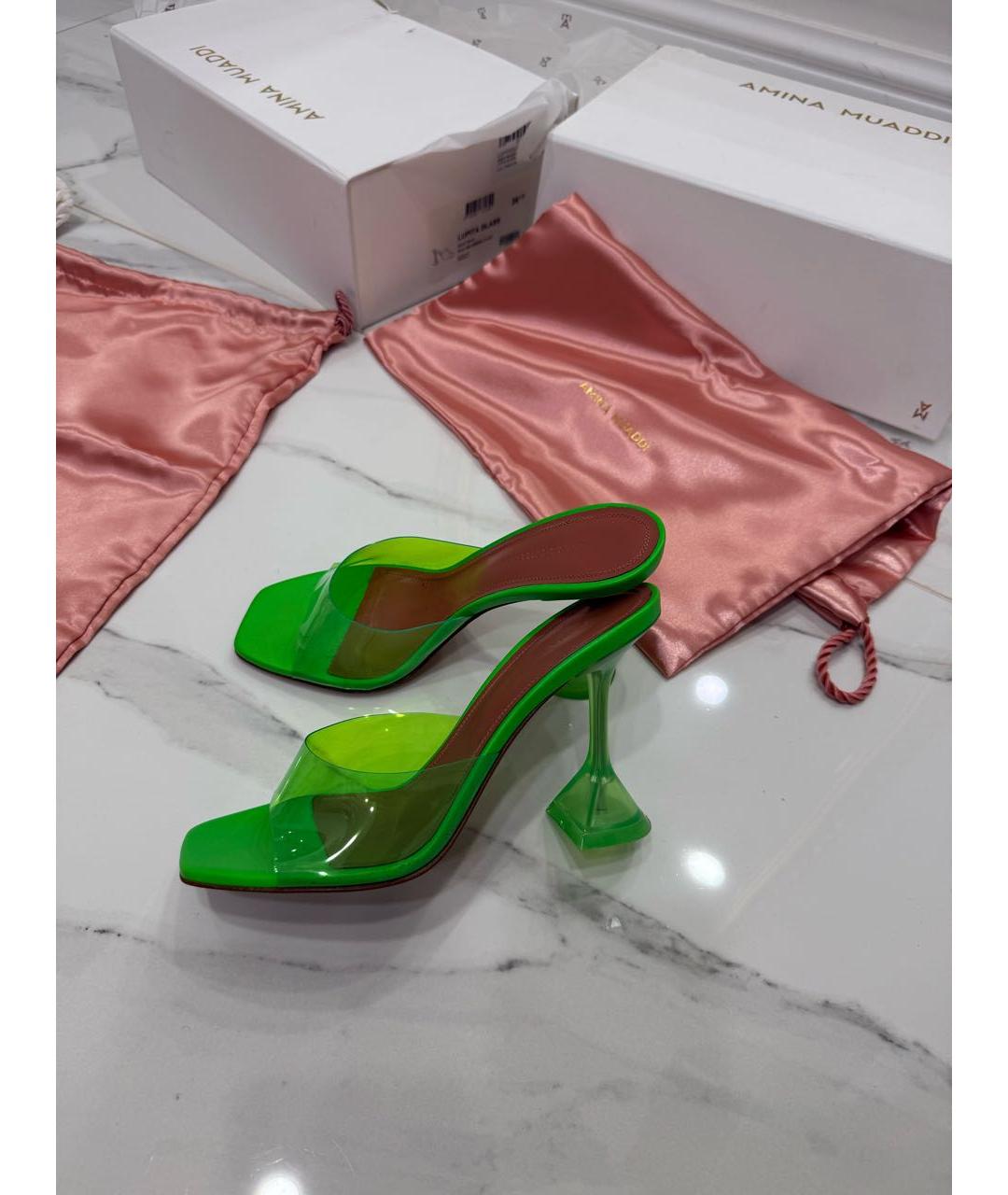 Amina Muaddi Зеленые мюли, фото 9