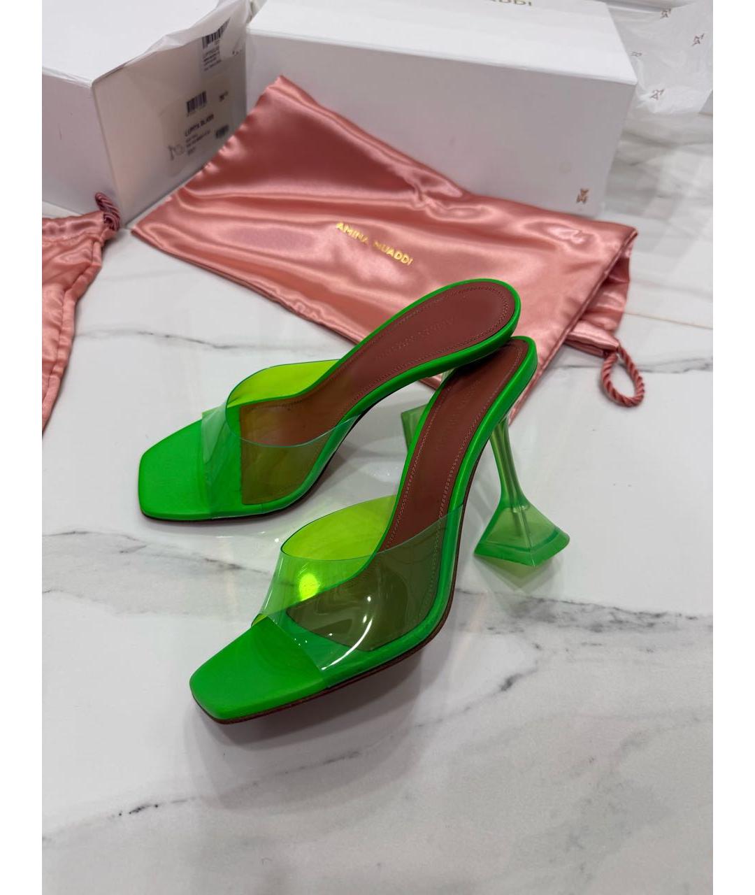 Amina Muaddi Зеленые мюли, фото 7