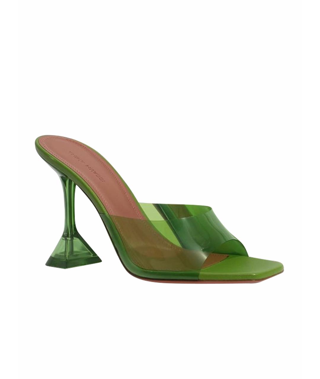 Amina Muaddi Зеленые мюли, фото 1