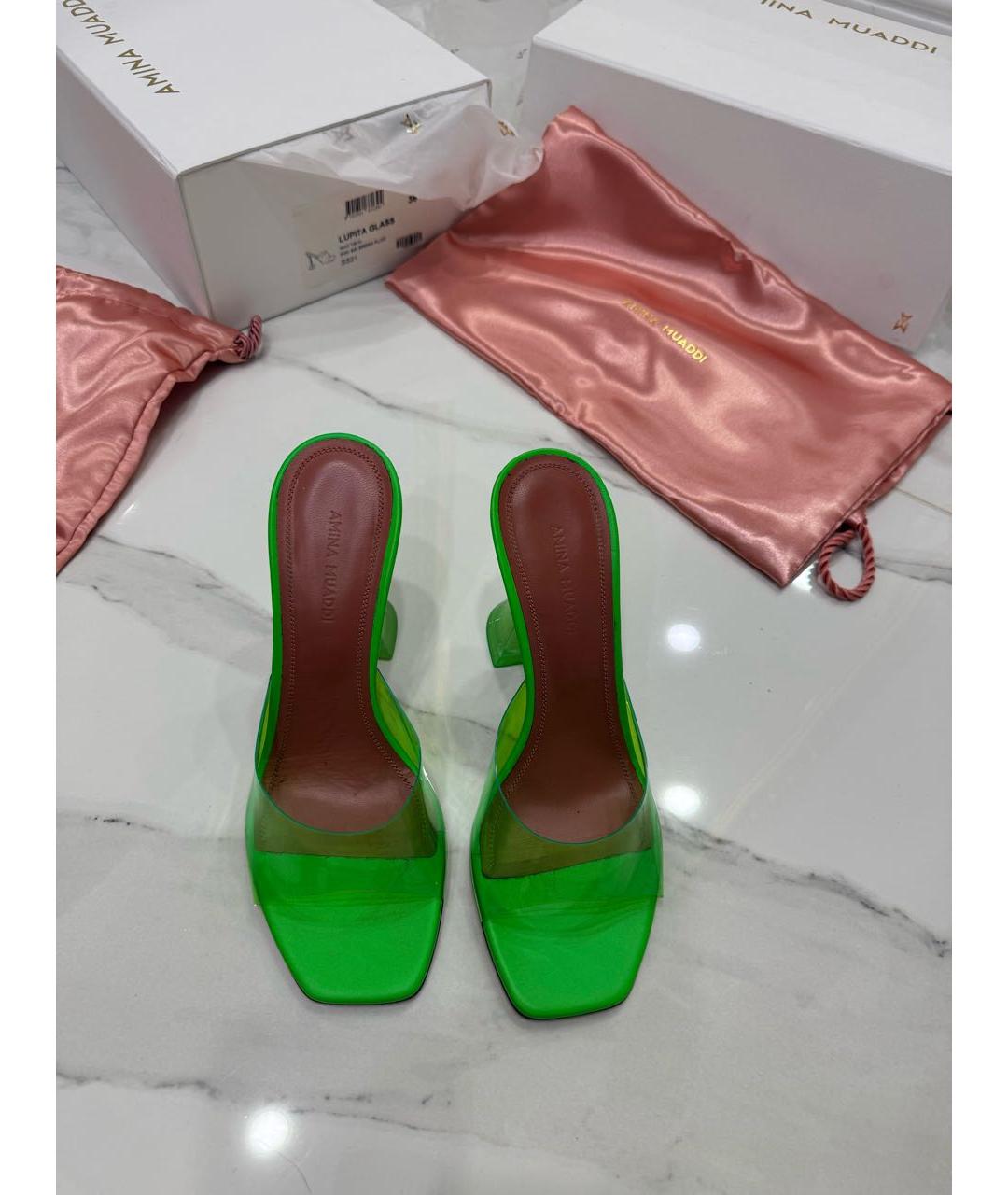 Amina Muaddi Зеленые мюли, фото 8