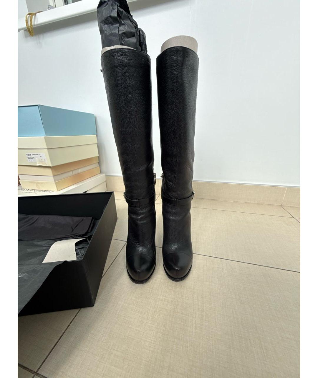 SPORTMAX Черные кожаные сапоги, фото 2