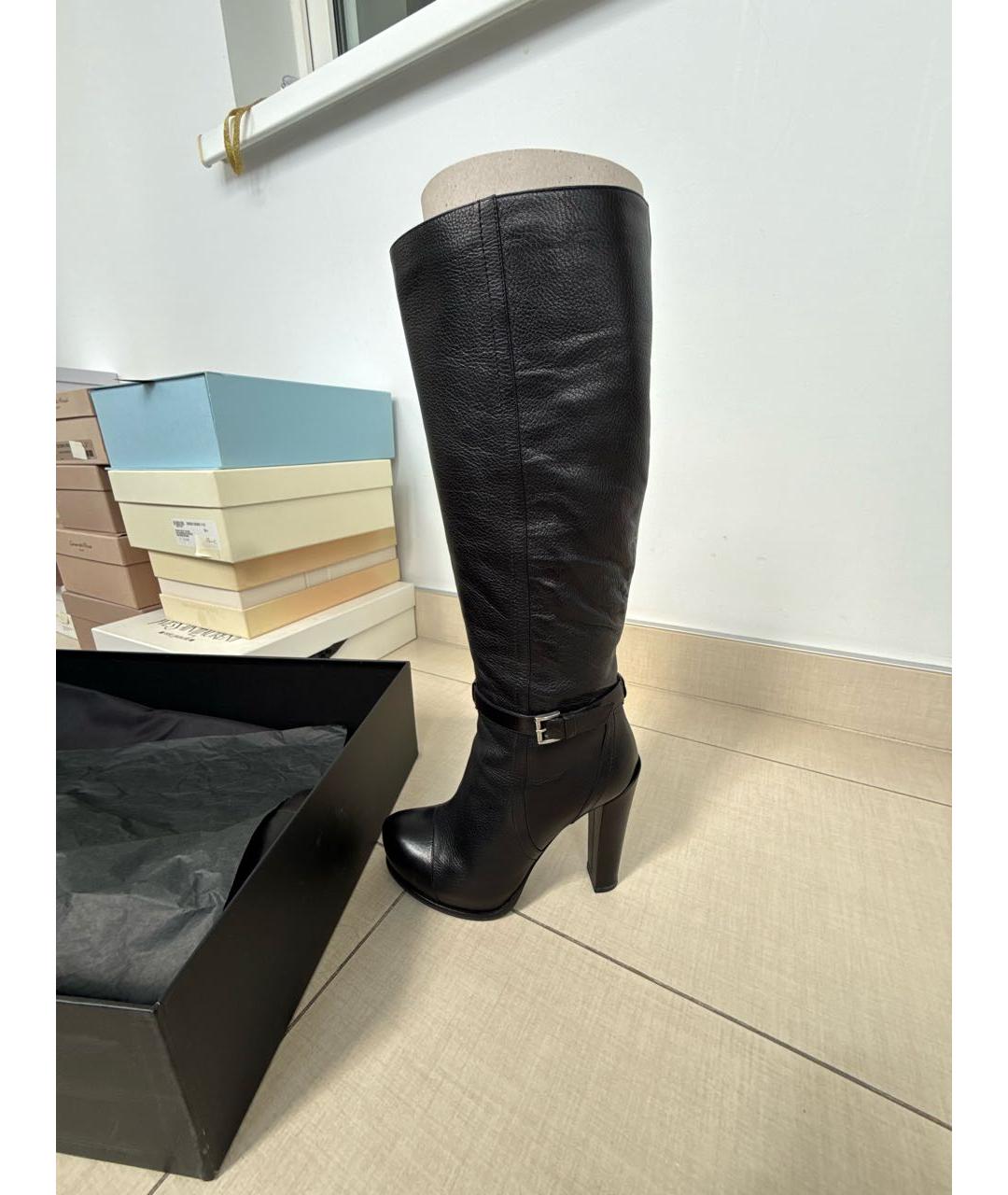 SPORTMAX Черные кожаные сапоги, фото 8