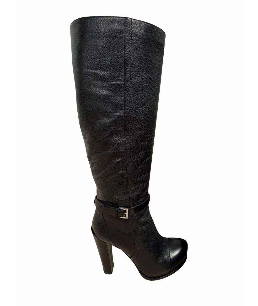 SPORTMAX Черные кожаные сапоги, фото 1