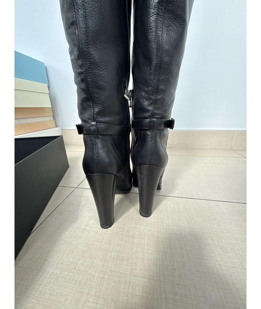 SPORTMAX Черные кожаные сапоги, фото 4