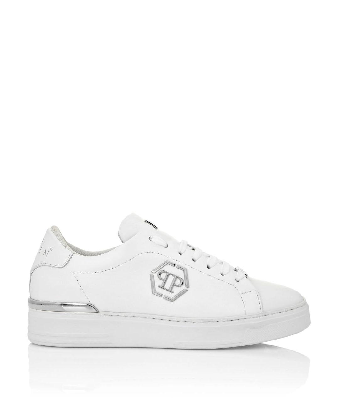 PHILIPP PLEIN Белые кожаные низкие кроссовки / кеды, фото 6