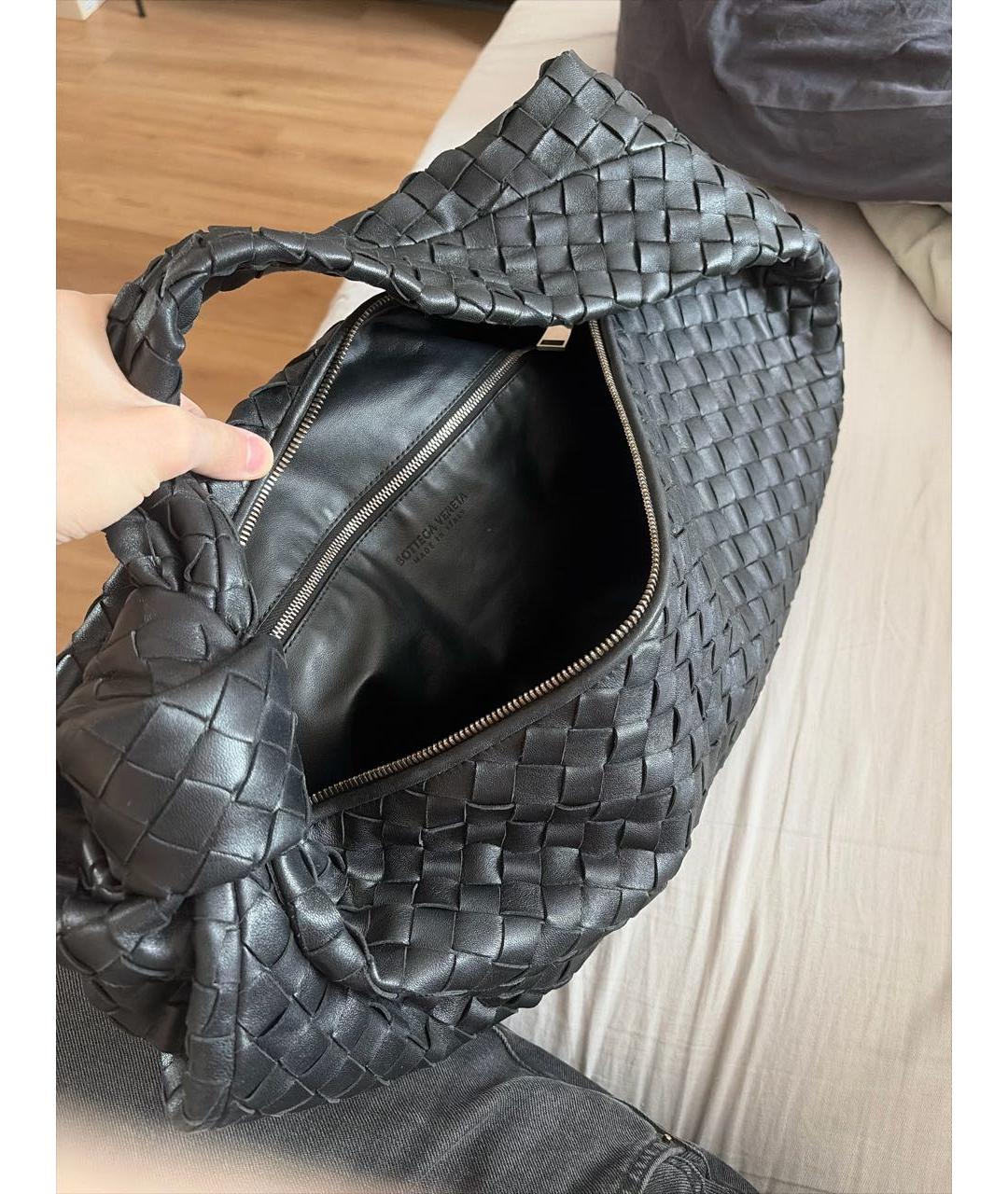 BOTTEGA VENETA Черная кожаная сумка с короткими ручками, фото 4