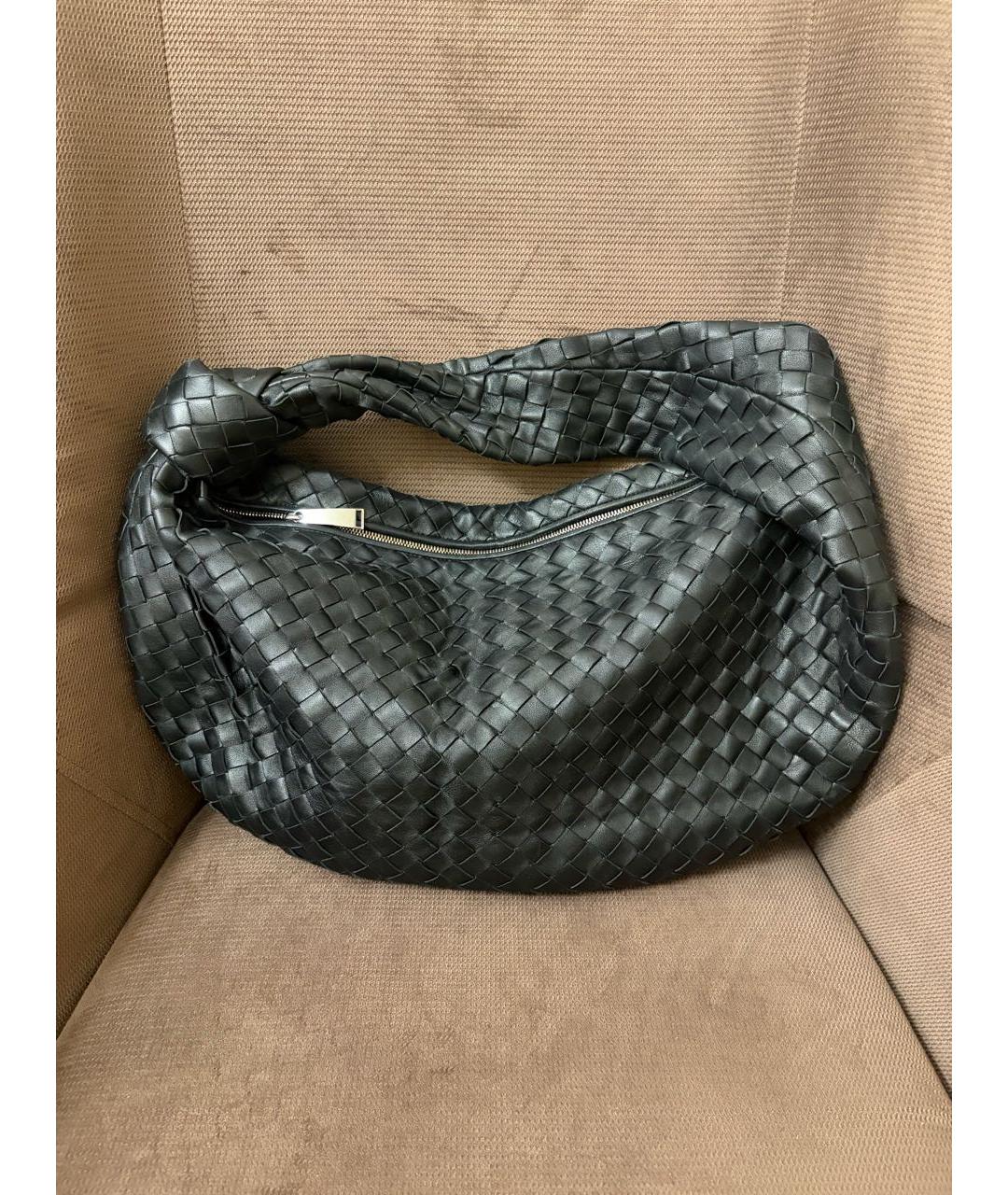 BOTTEGA VENETA Черная кожаная сумка с короткими ручками, фото 9