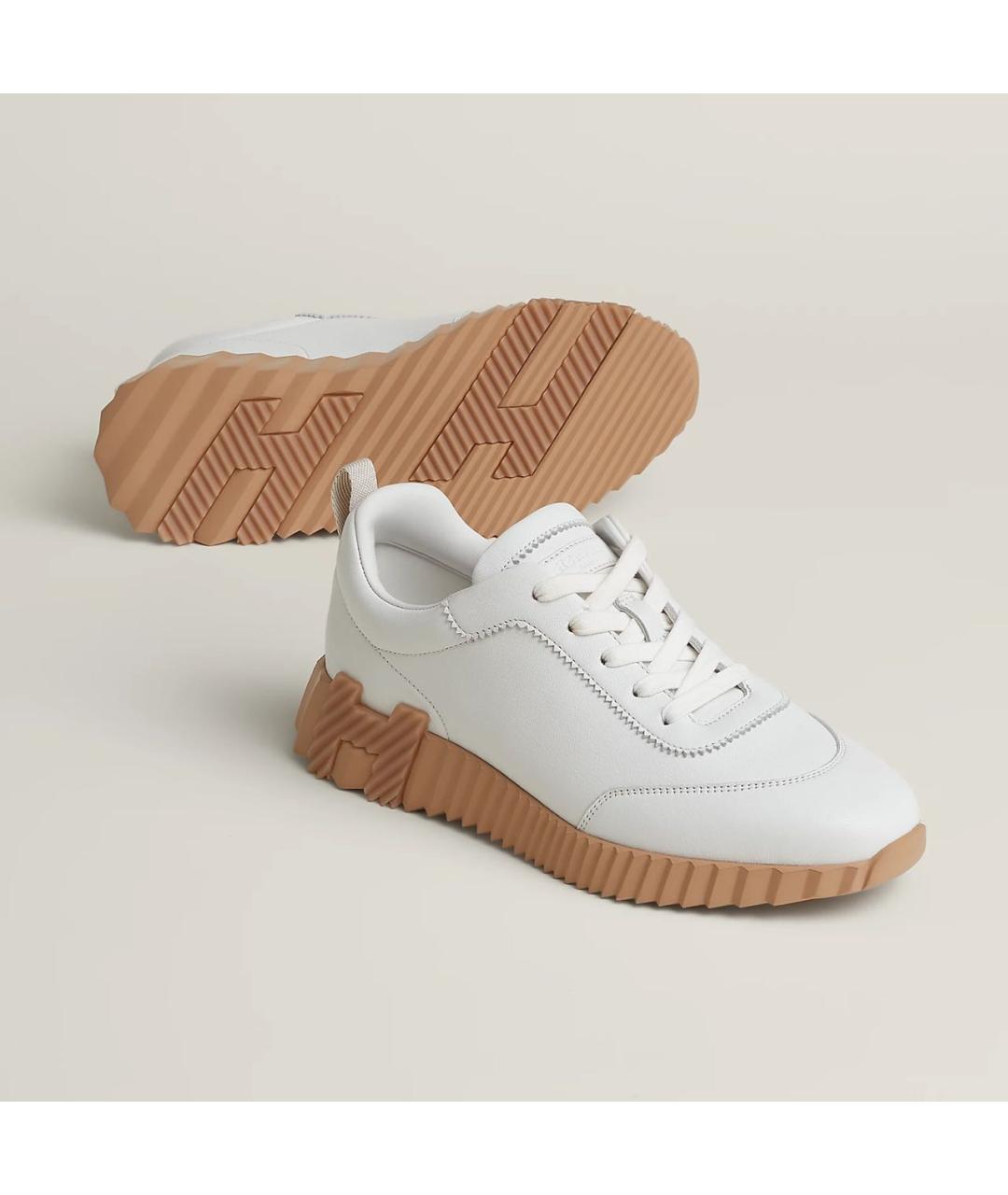 HERMES Белые кожаные кеды, фото 2