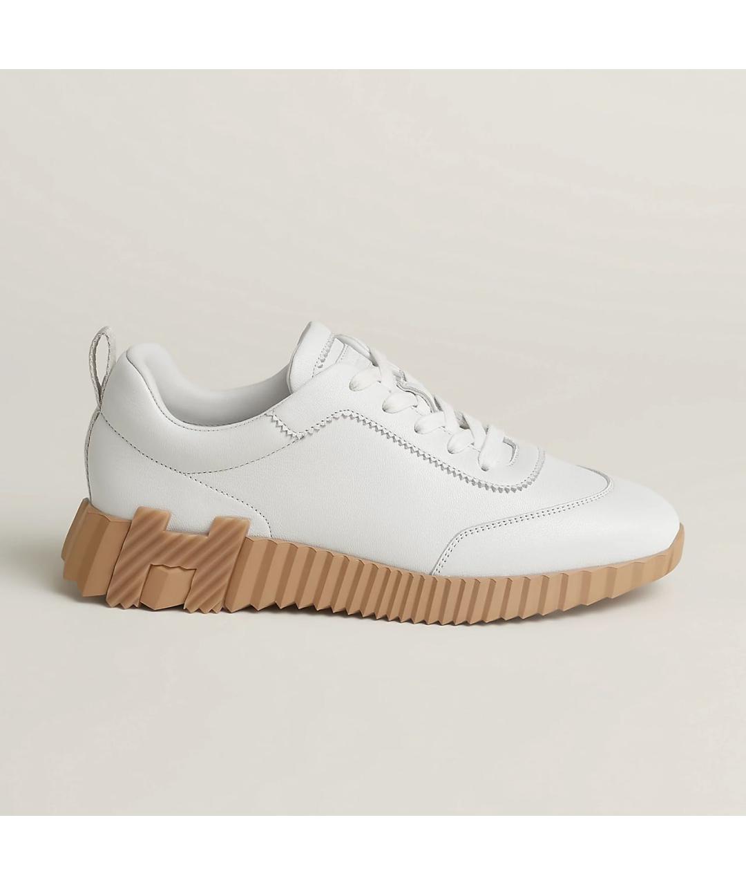 HERMES Белые кожаные кеды, фото 4