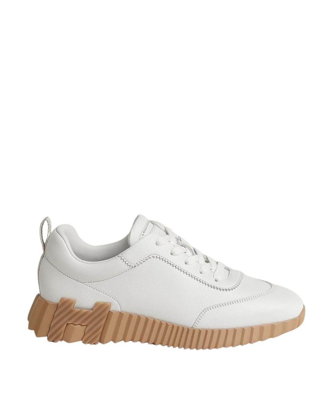 HERMES Белые кожаные кеды, фото 1