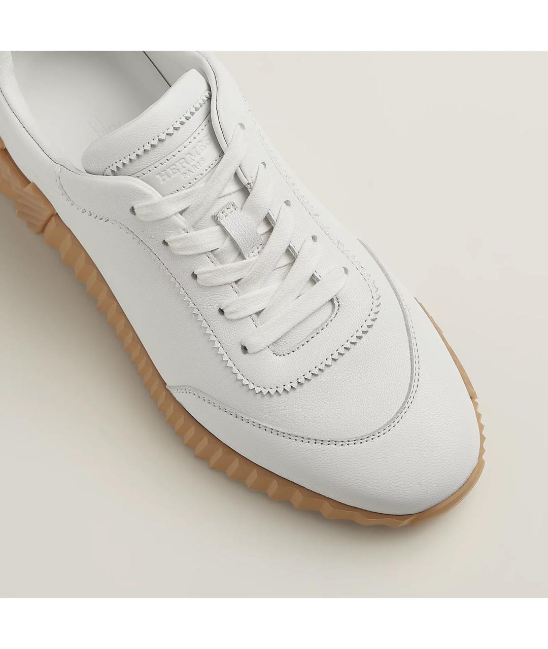 HERMES Белые кожаные кеды, фото 3