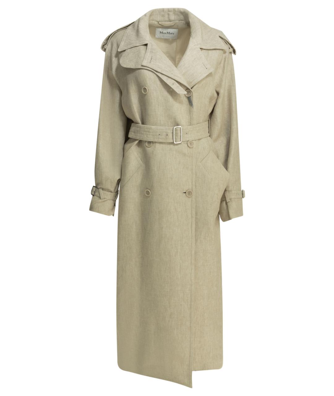 MAX MARA Бежевый льняной тренч/плащ, фото 1