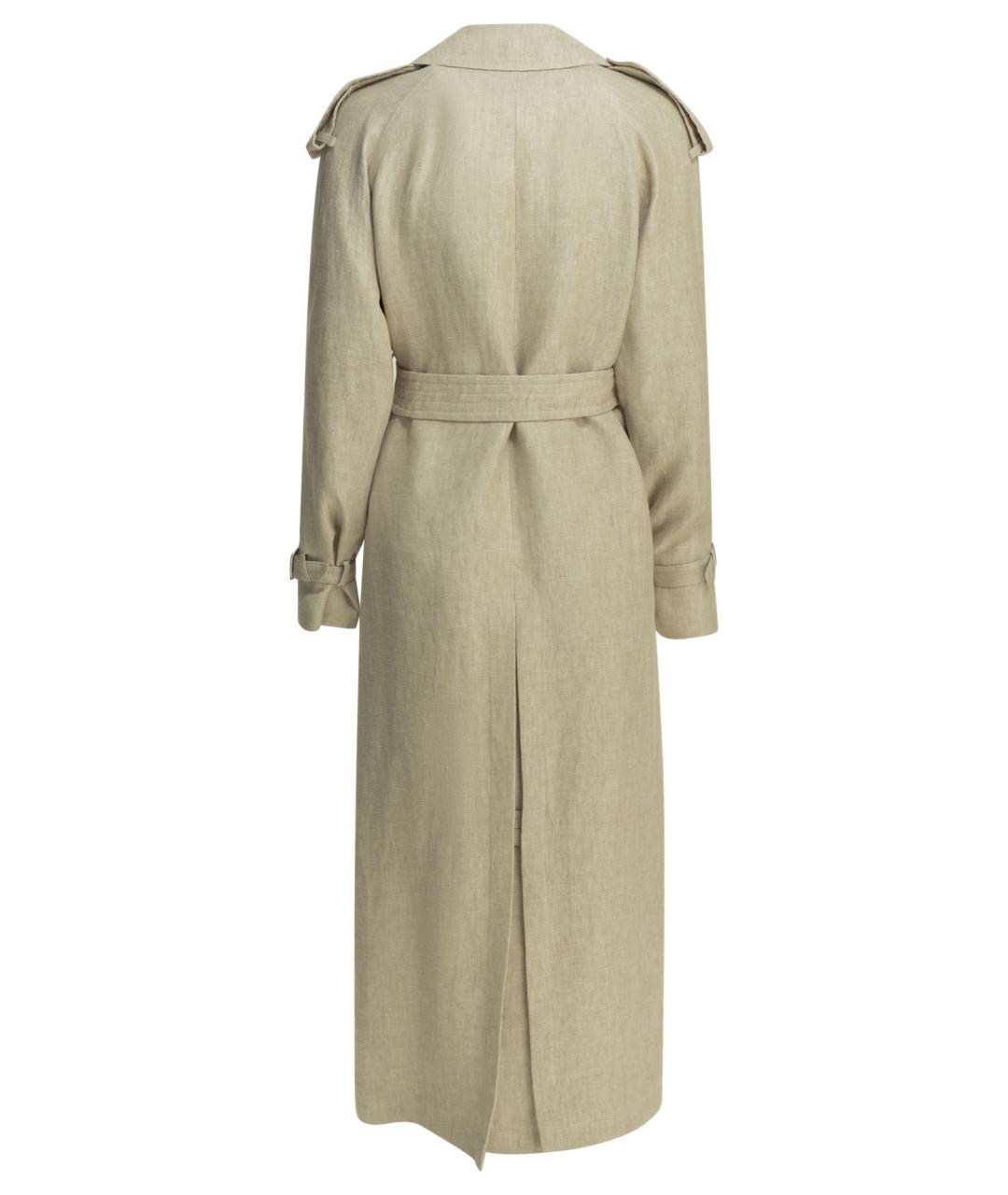MAX MARA Бежевый льняной тренч/плащ, фото 2
