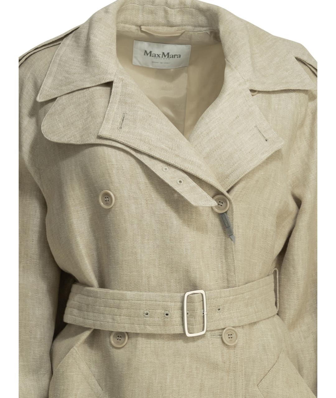 MAX MARA Бежевый льняной тренч/плащ, фото 3