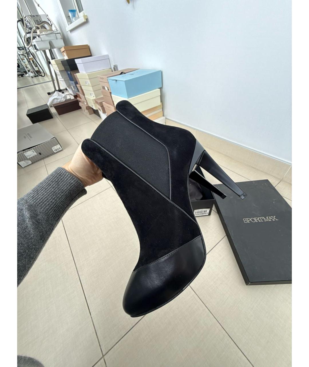 SPORTMAX Черные замшевые ботильоны, фото 7