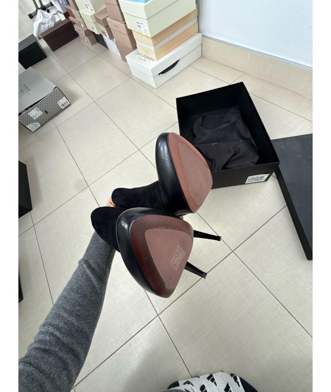 SPORTMAX Черные замшевые ботильоны, фото 5