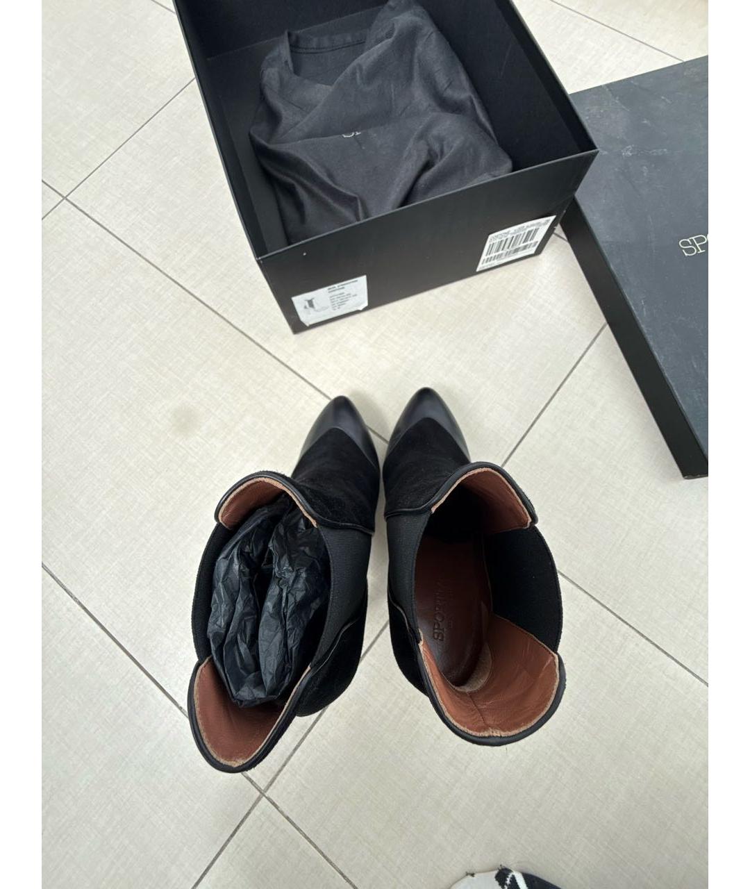 SPORTMAX Черные замшевые ботильоны, фото 3