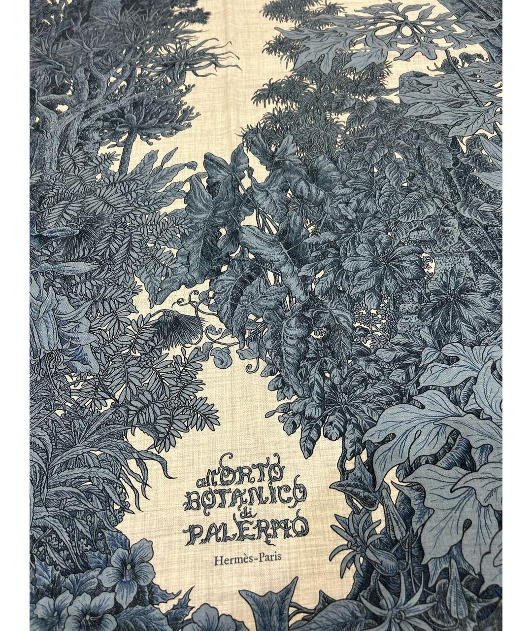 HERMES Синий кашемировый платок, фото 6