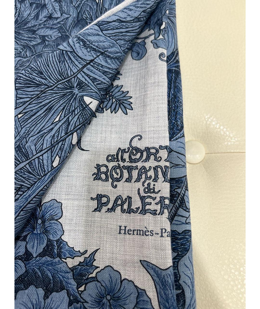 HERMES Синий кашемировый платок, фото 2