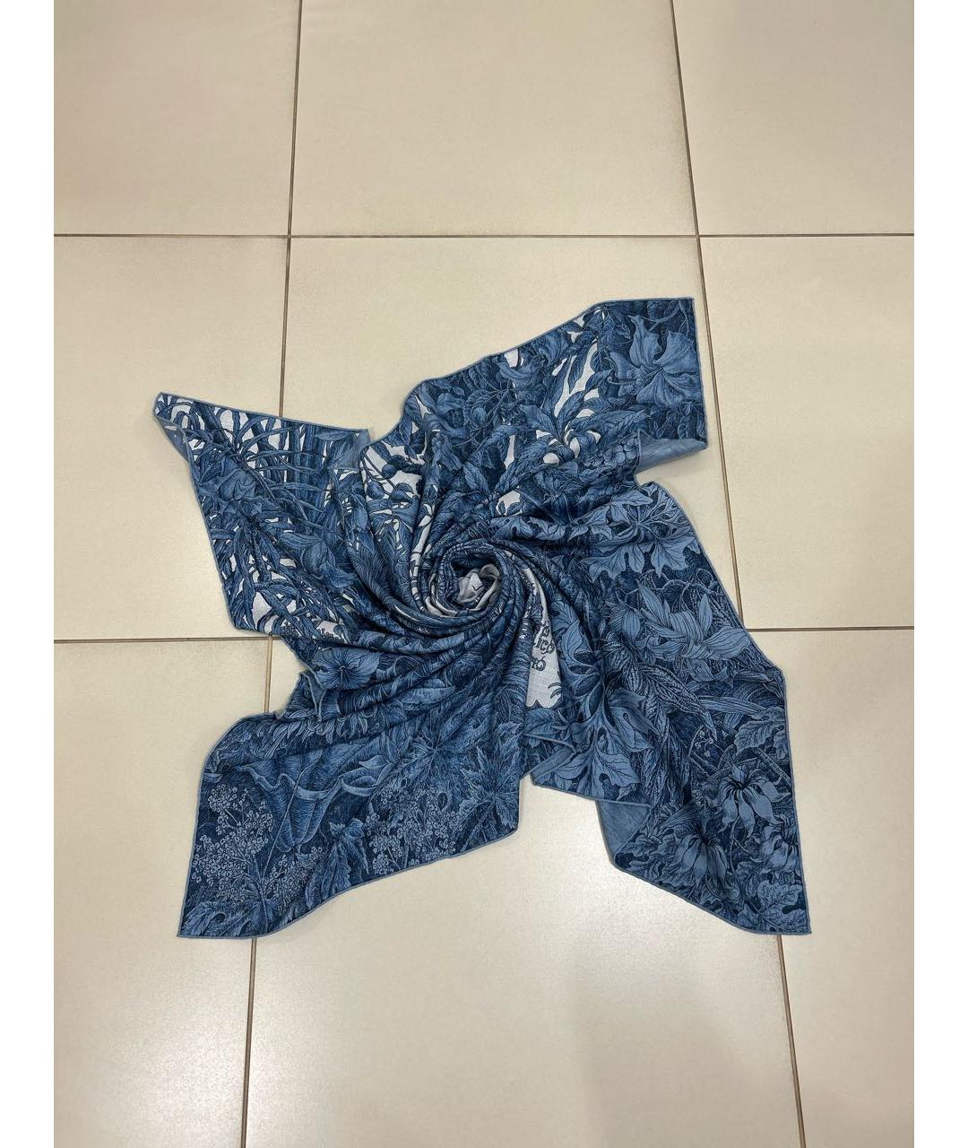 HERMES Синий кашемировый платок, фото 7