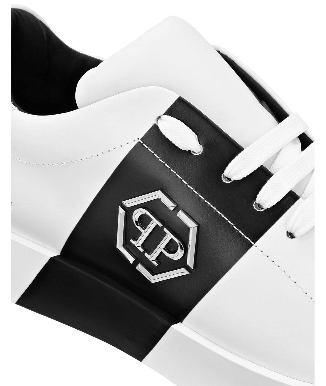 PHILIPP PLEIN Белые кожаные низкие кроссовки / кеды, фото 5