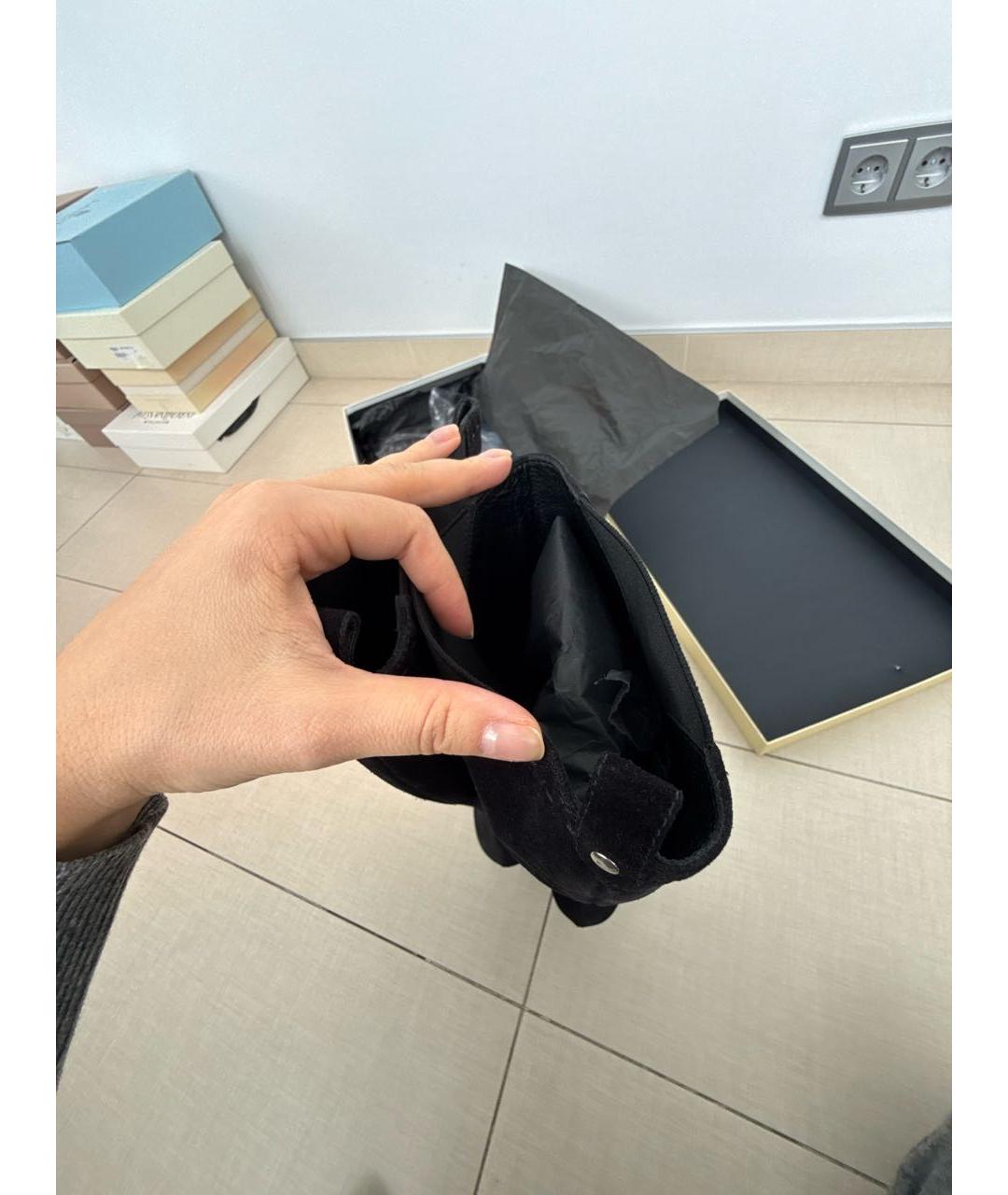 SAINT LAURENT Черные замшевые сапоги, фото 8