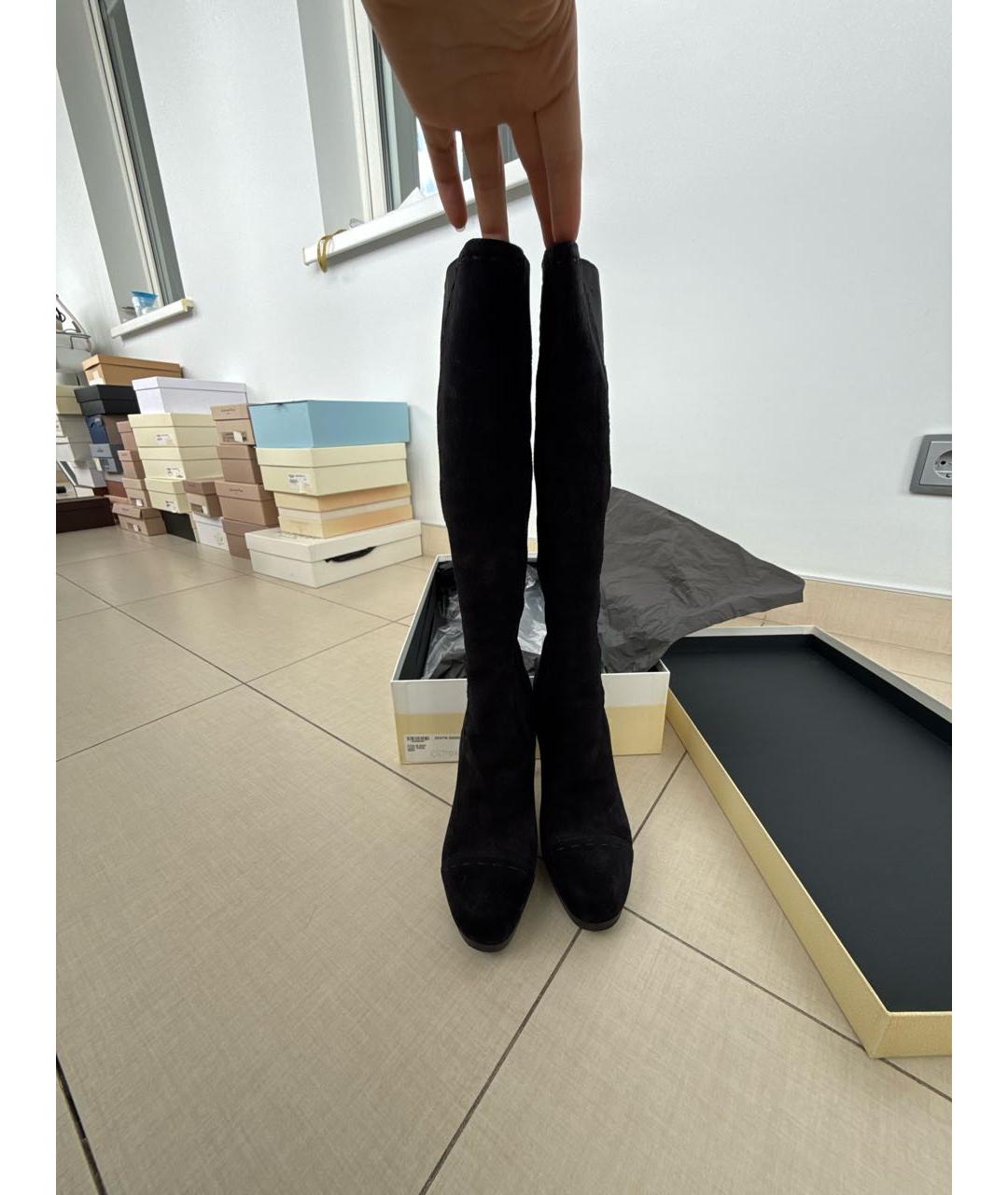 SAINT LAURENT Черные замшевые сапоги, фото 2