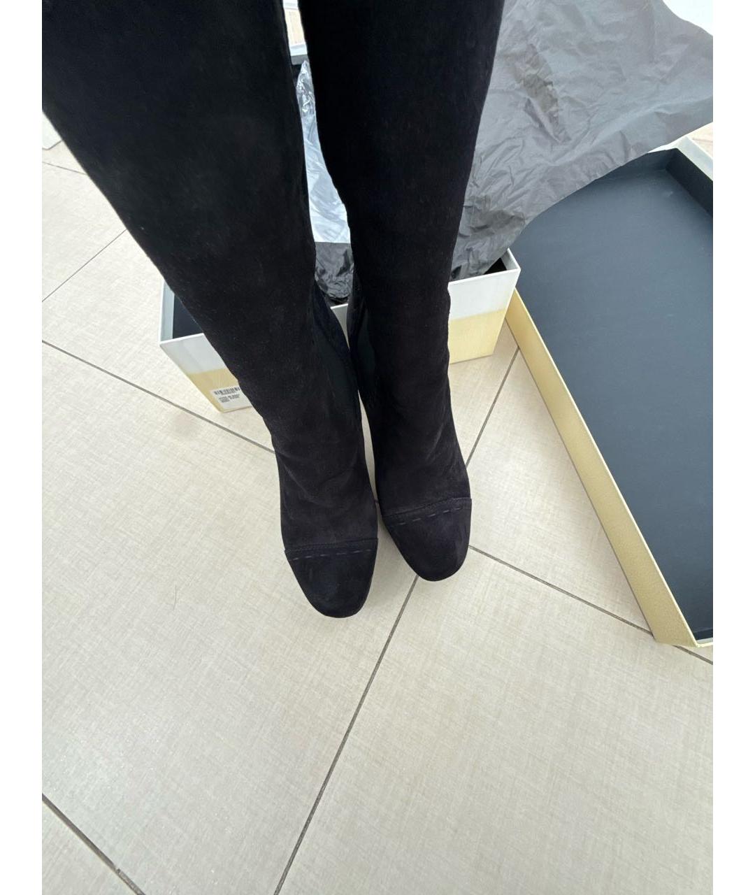 SAINT LAURENT Черные замшевые сапоги, фото 3