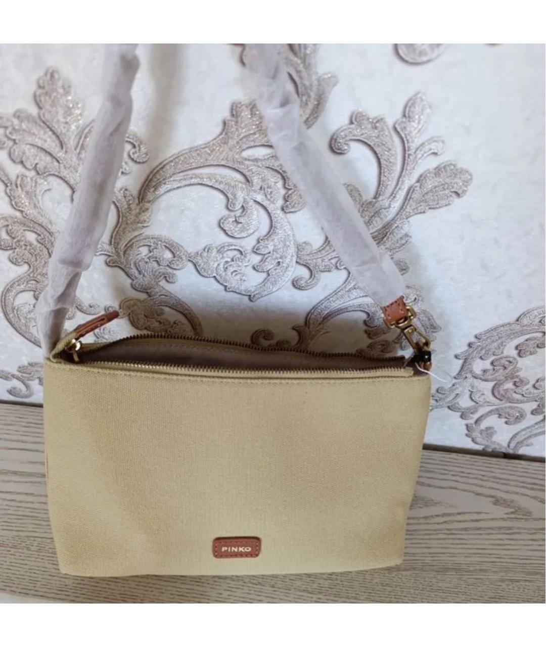 PINKO Желтая хлопковая сумка через плечо, фото 3