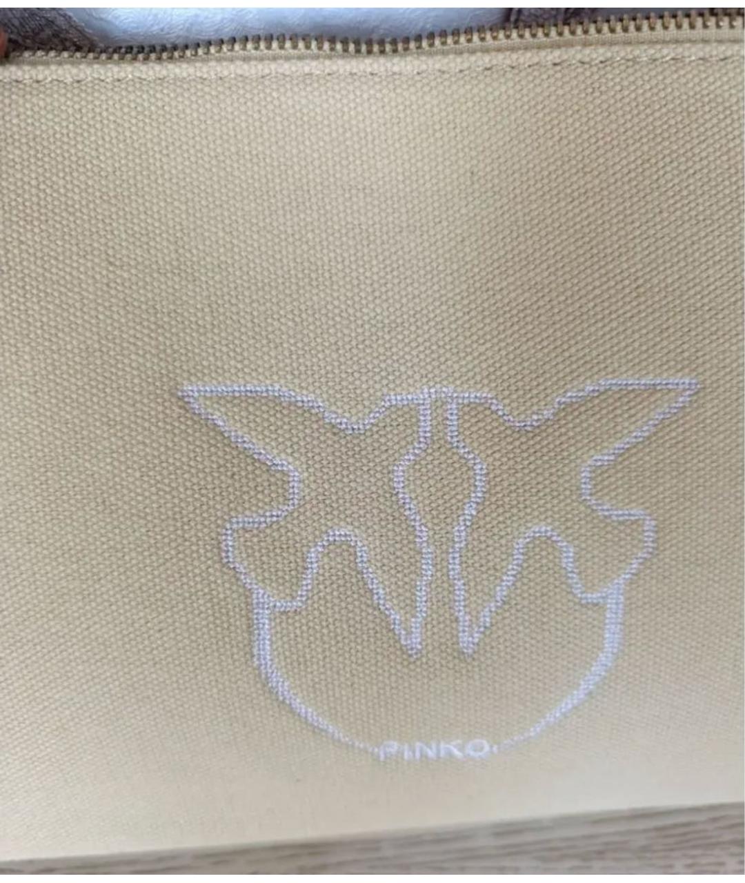 PINKO Желтая хлопковая сумка через плечо, фото 8