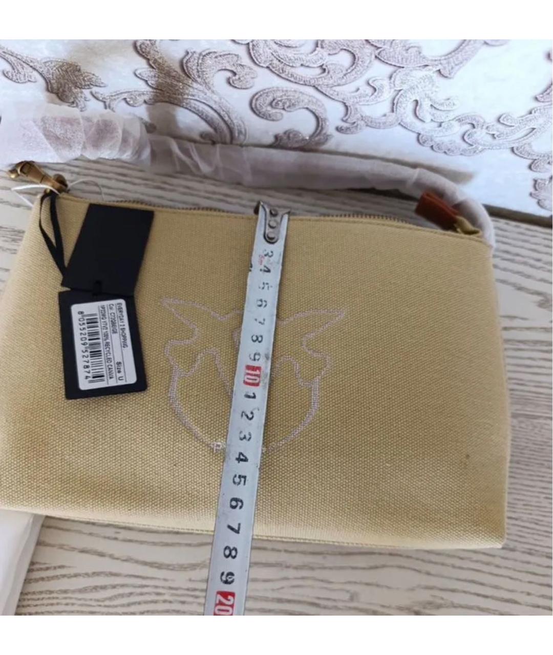 PINKO Желтая хлопковая сумка через плечо, фото 7