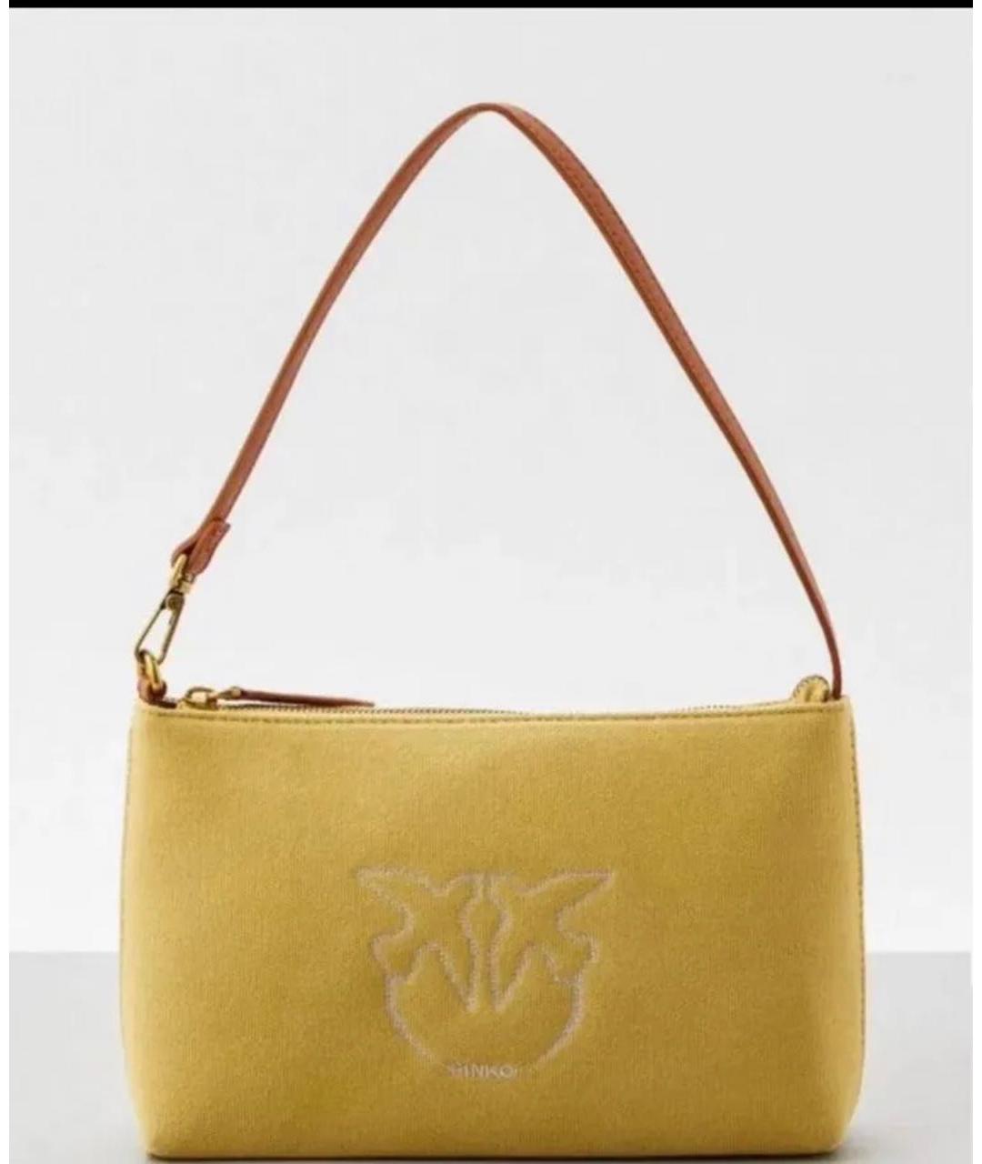 PINKO Желтая хлопковая сумка через плечо, фото 9