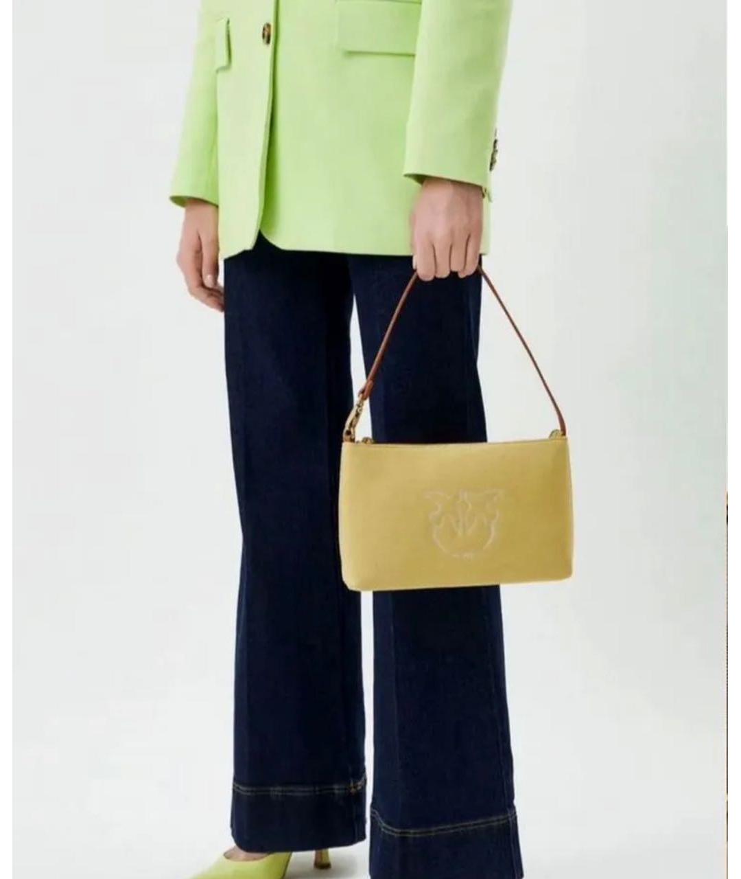 PINKO Желтая хлопковая сумка через плечо, фото 5
