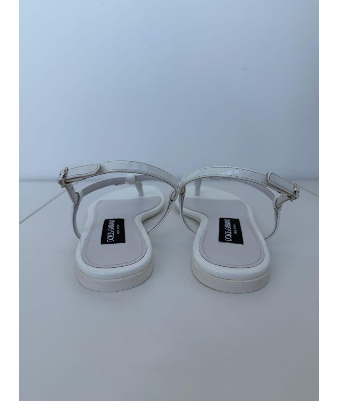 DOLCE&GABBANA Белые кожаные сандалии, фото 4