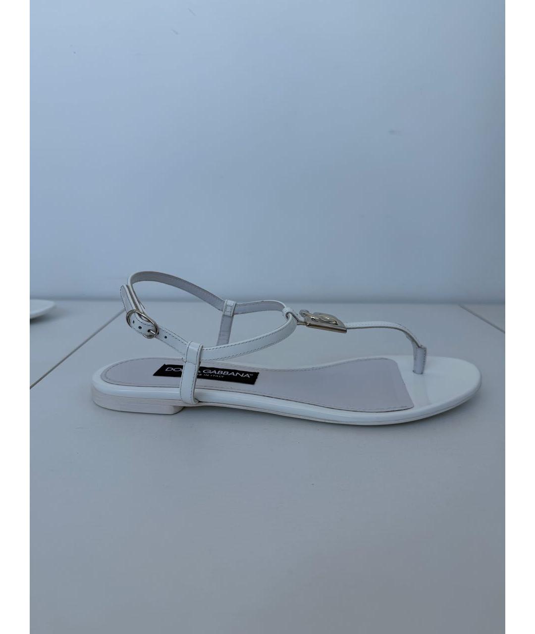 DOLCE&GABBANA Белые кожаные сандалии, фото 7